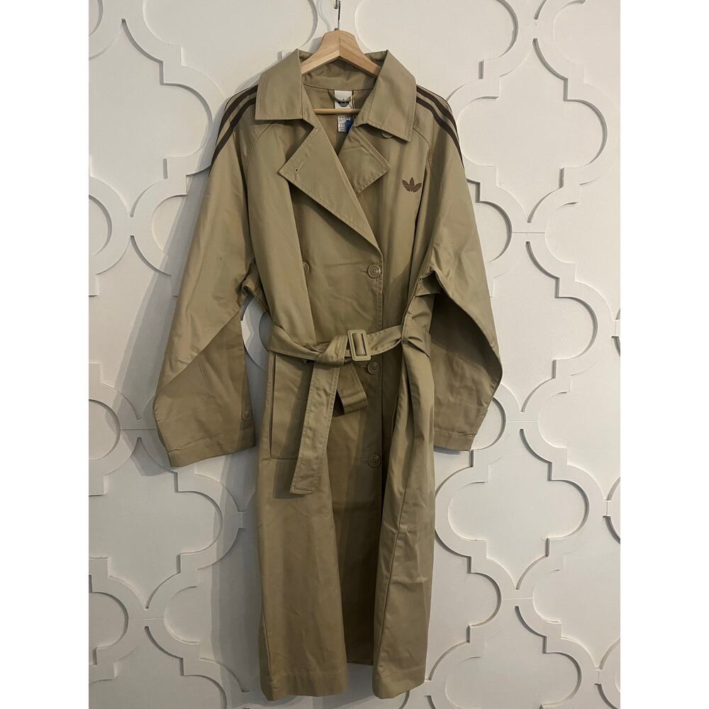 NEW ADIDAS ORIIGINALS 3 Stripe Trench Coat Women's XL KD3734 - Picture 7 of 9